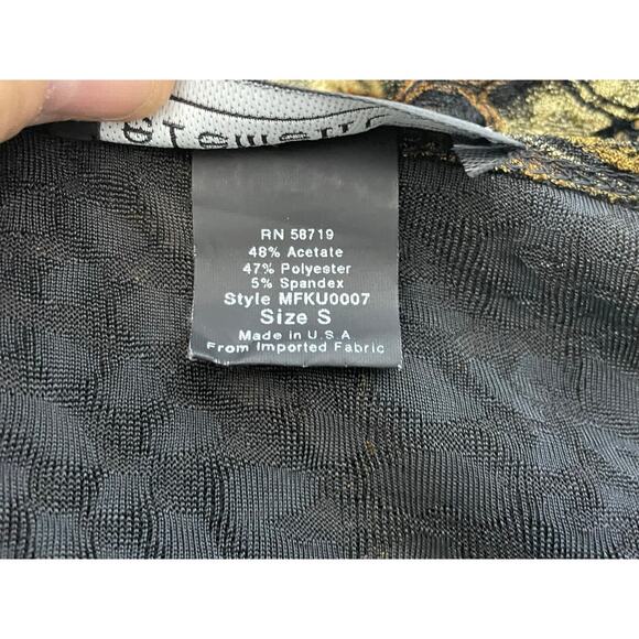 Vintage Elementz Blouse Lot of 2 Small Stretch Knit Abstract Metallic Gold Y2K - Picture 9 of 9